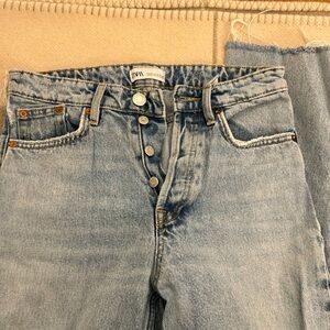 Zara button fly lightwash denim
